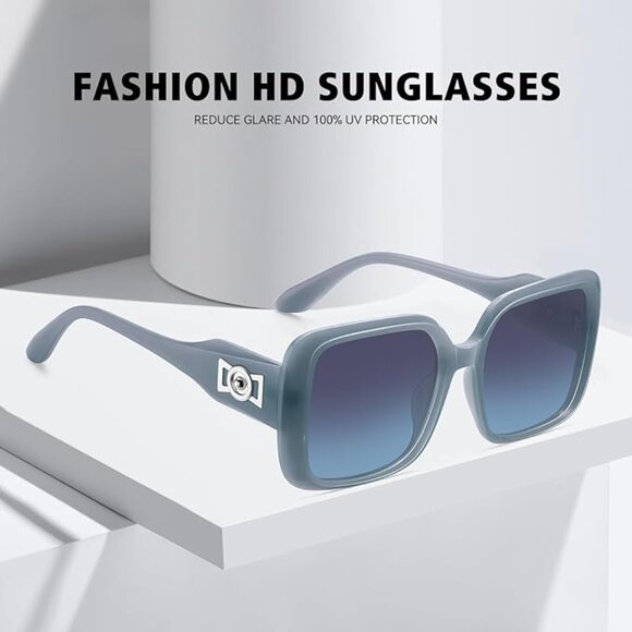 Oversized Square Polarized Sunglasses for Women Retro Luxury Shades - Picture 2 of 6